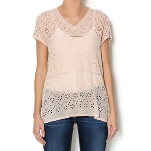 Johnny Was • Light Pink Tiered Eyelet Top